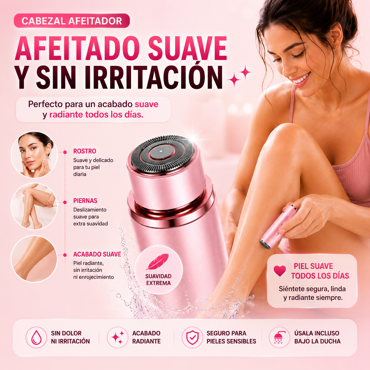 Dual-Head Shave™, Depiladora Femenina Automática de Doble Cabezal 2 en 1 🌺